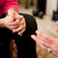 Therapist and patient's hands. Individual and family psychotherapy.